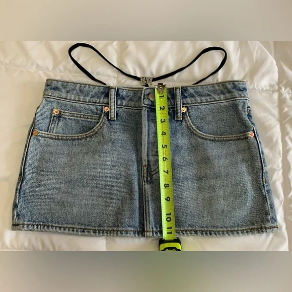 New Alexander Wang MINI SKIRT PRESTYLE DIAMANTE CHARM Sz 26 - Picture 3 of 6